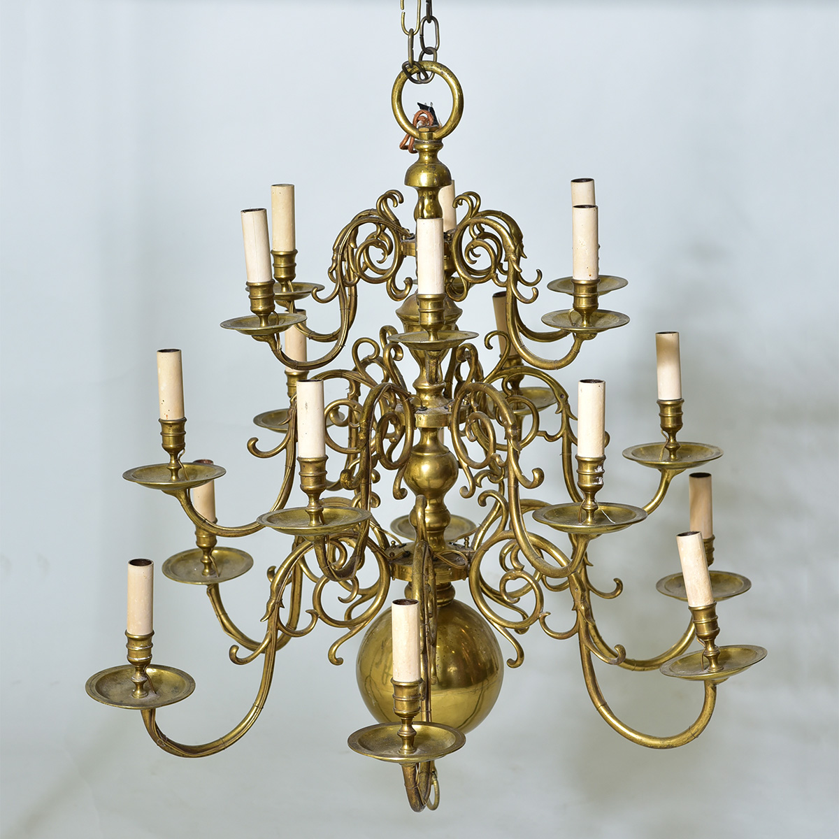 Large Antique Dutch Three Tier Brass Chandelier – Elaine Phillips Antiques