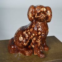 Rare 19th century Glazed Pottery Spaniel