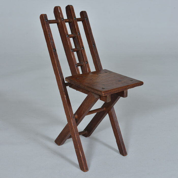 Antique Oak Folding Dolls Chair