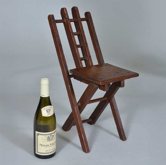 Antique Oak Folding Dolls Chair - Image 2