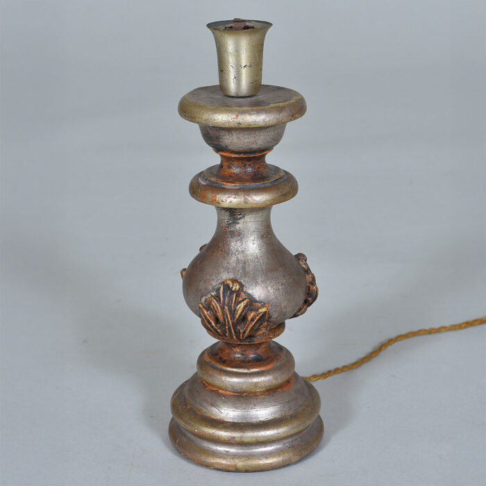 Hand carved lamp base with real silver leaf finish