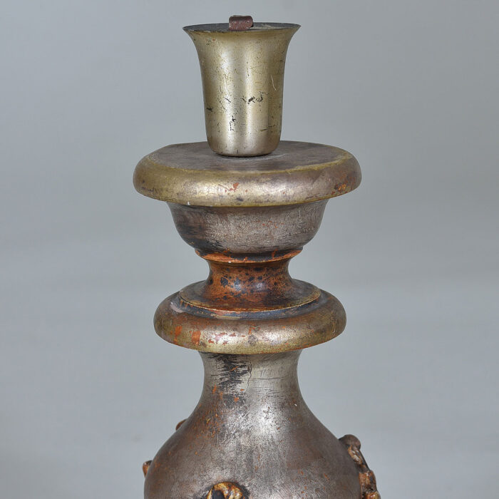 Hand carved lamp base with real silver leaf finish - Image 3