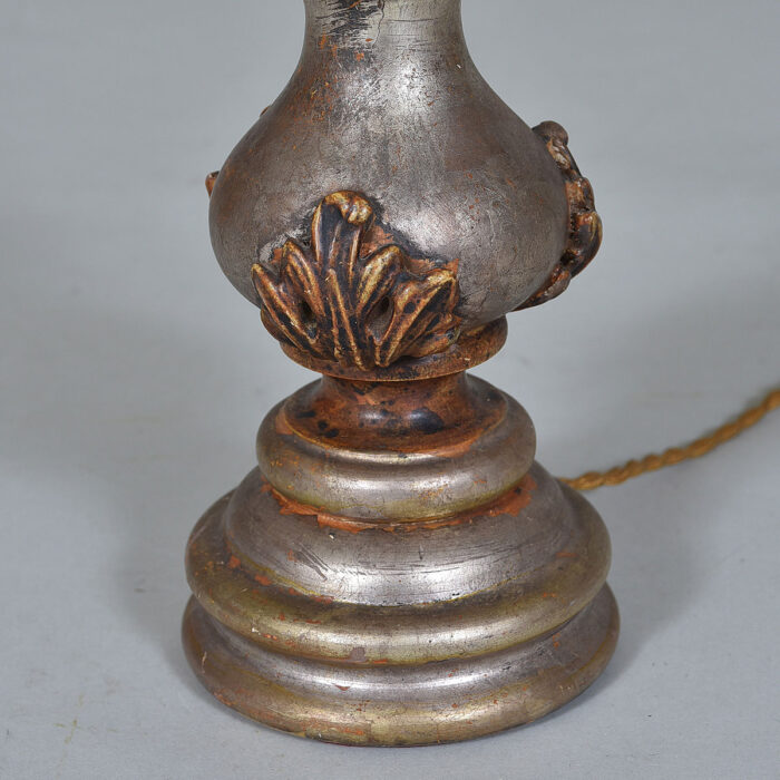 Hand carved lamp base with real silver leaf finish - Image 2